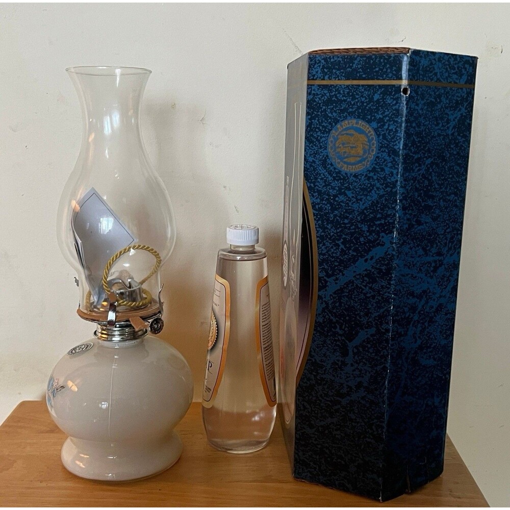Lamplight Farms Victoria Rose Hurricane Oil Lamp Gift Set With Box And Oil - Picture 2 of 5